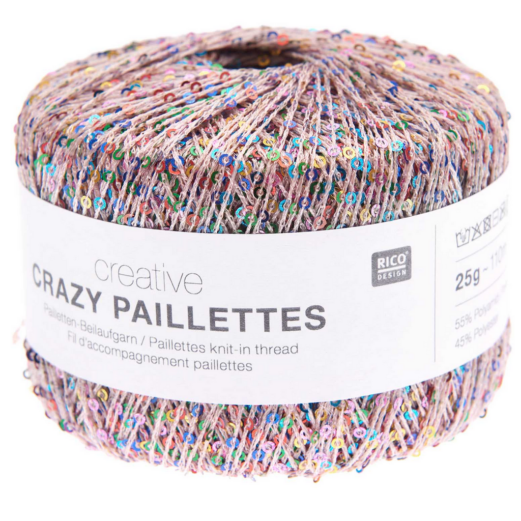 Creative Crazy Paillettes Knit In Thread : Powder with multi coloured sequins