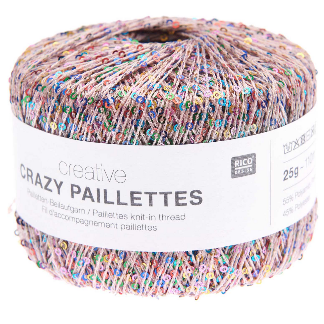 Creative Crazy Paillettes Knit In Thread : Powder with multi coloured sequins