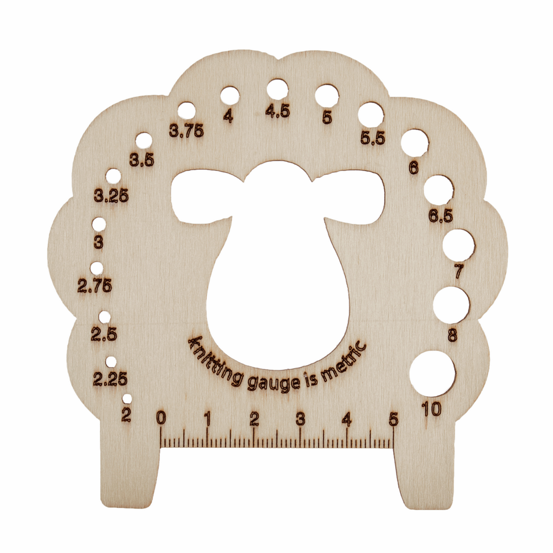 Wooden Knitting Pin Needles Gauge: Sheep