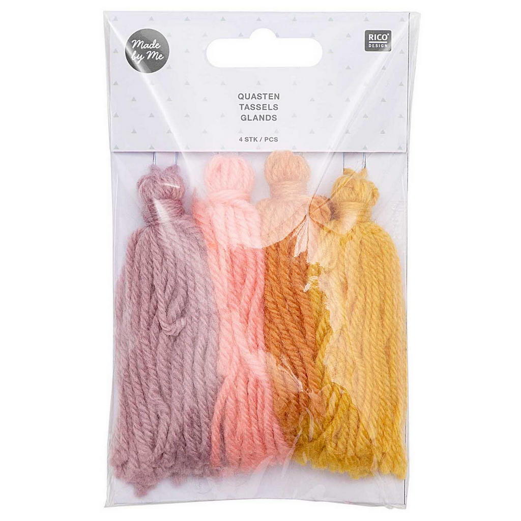 Tassels 4 pack Sunset Colours 9cm long (D)