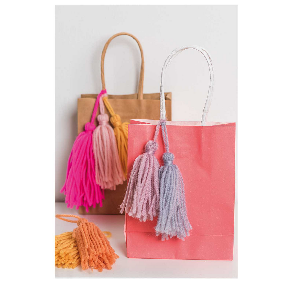 Tassels 4 pack Sunset Colours 9cm long (D)