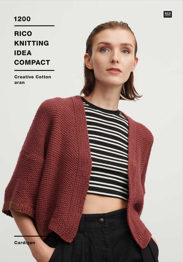 Rico Creative Cotton Aran Knitting Pattern : Cardigan 1200