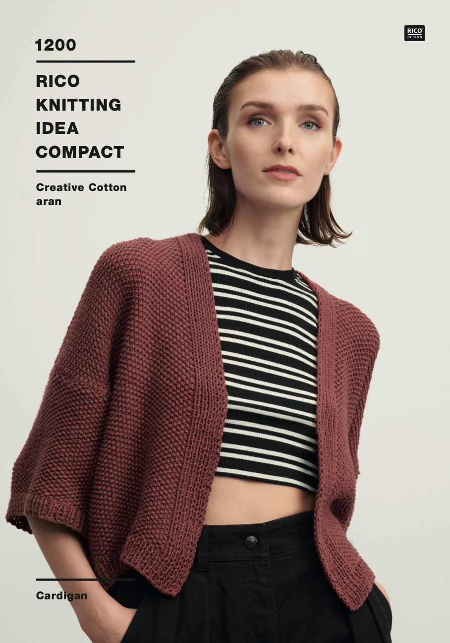 Rico Creative Cotton Aran Knitting Pattern : Cardigan 1200