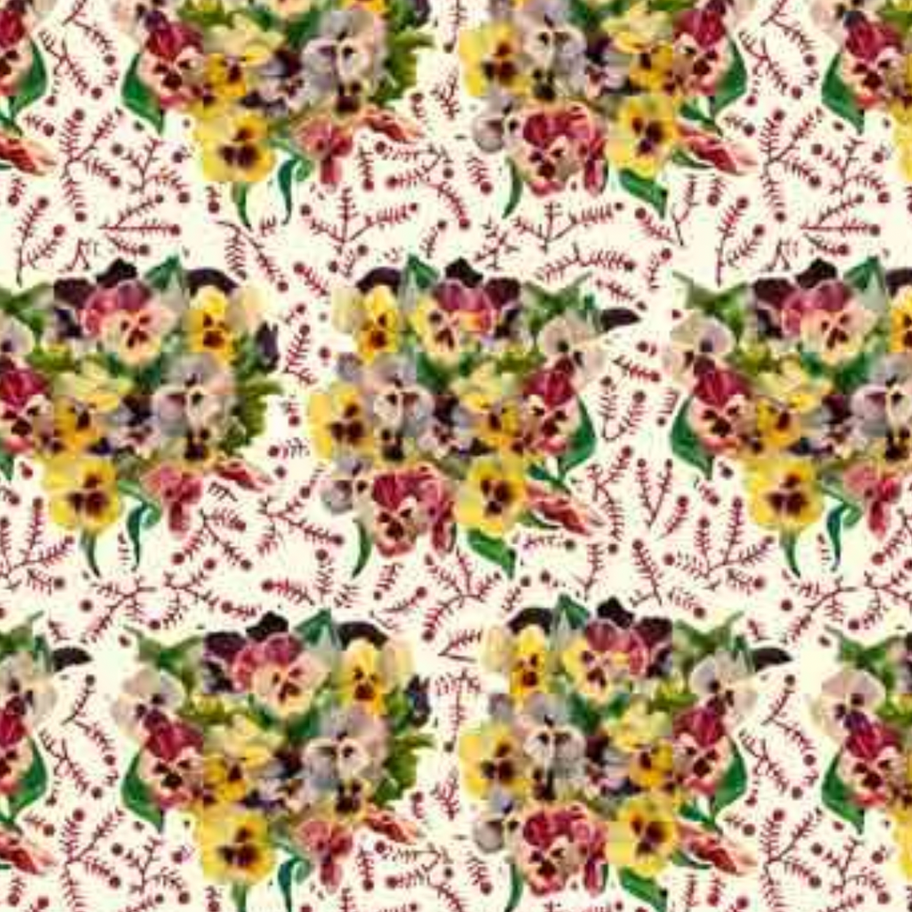 Sajou Cotton Pansies 100% Cotton per HALF metre