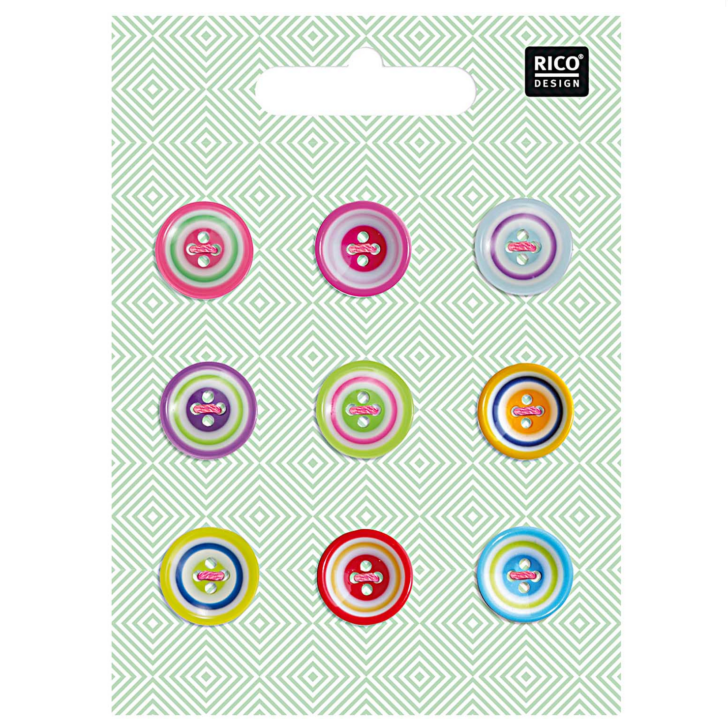Buttons Set : Circles : 9 x Multicolour Mix
