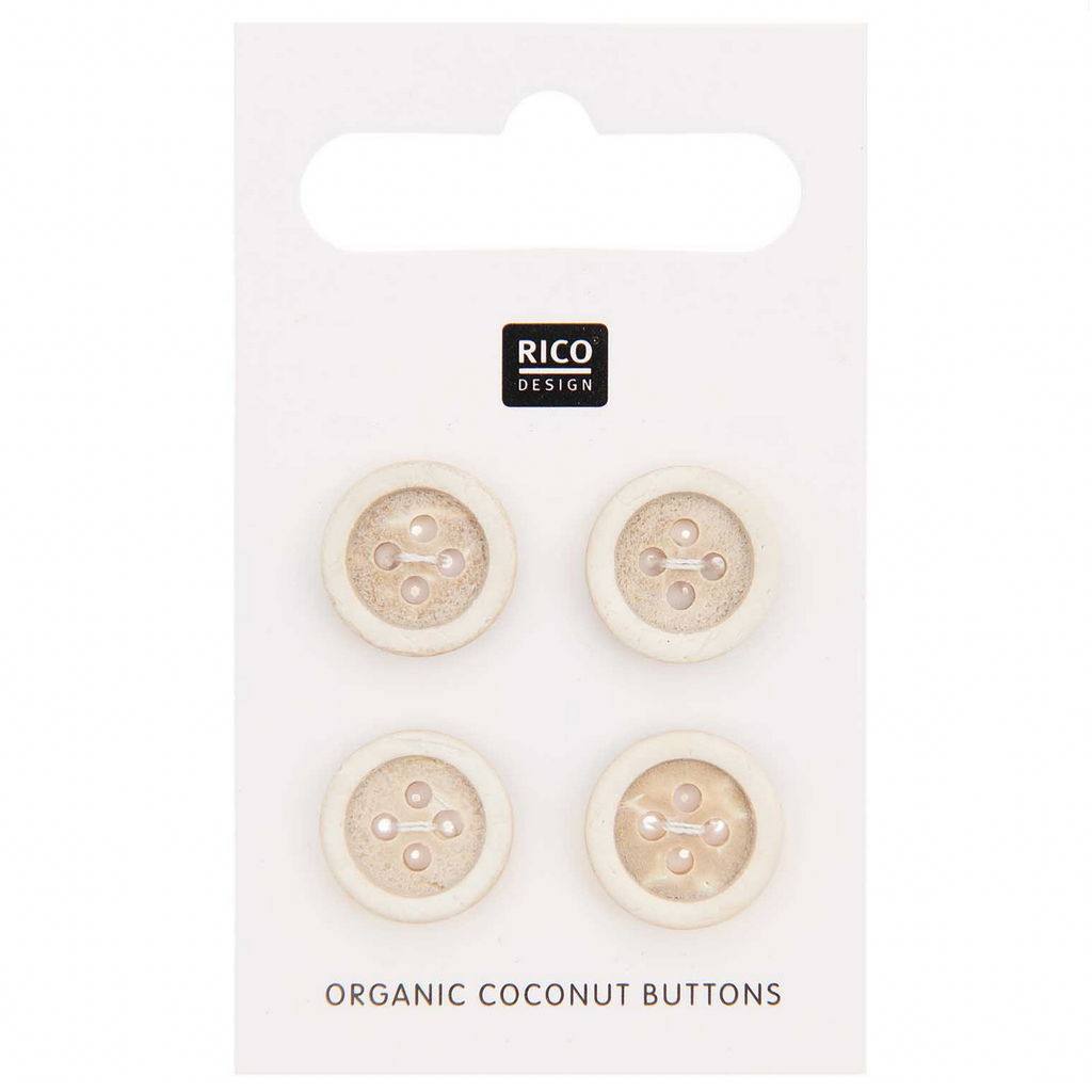 Button Set : Round Organic Coconut Buttons x 4