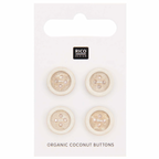 Button Set : Round Organic Coconut Buttons x 4