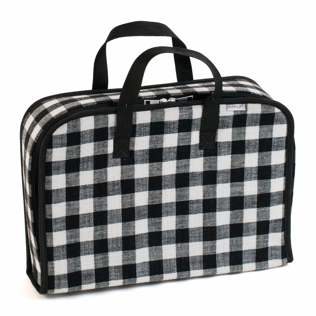 Knitting & Crochet Project Case : Black and White Gingham