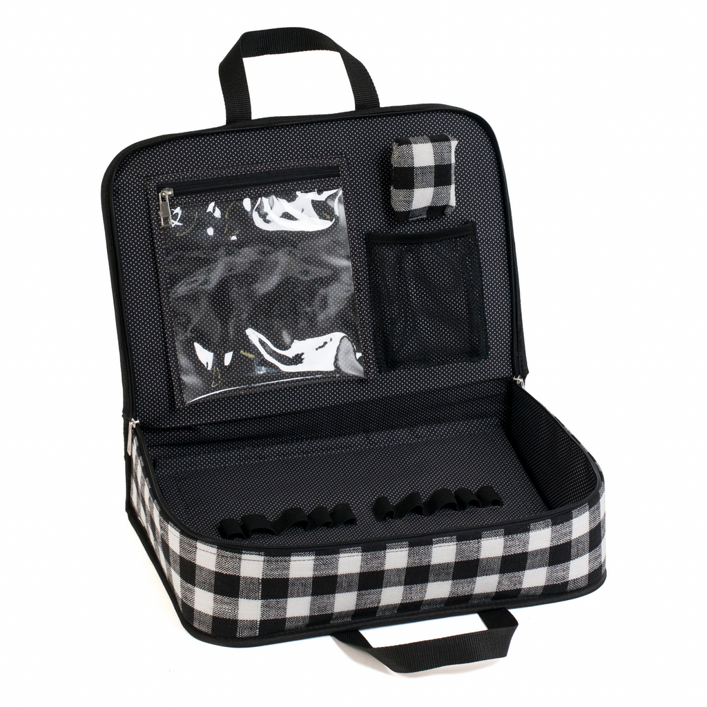 Knitting & Crochet Project Case : Black and White Gingham