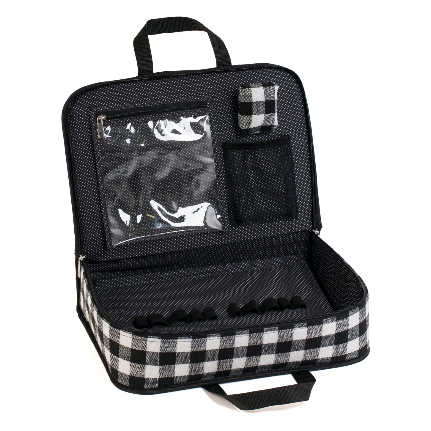 Knitting & Crochet Project Case : Black and White Gingham