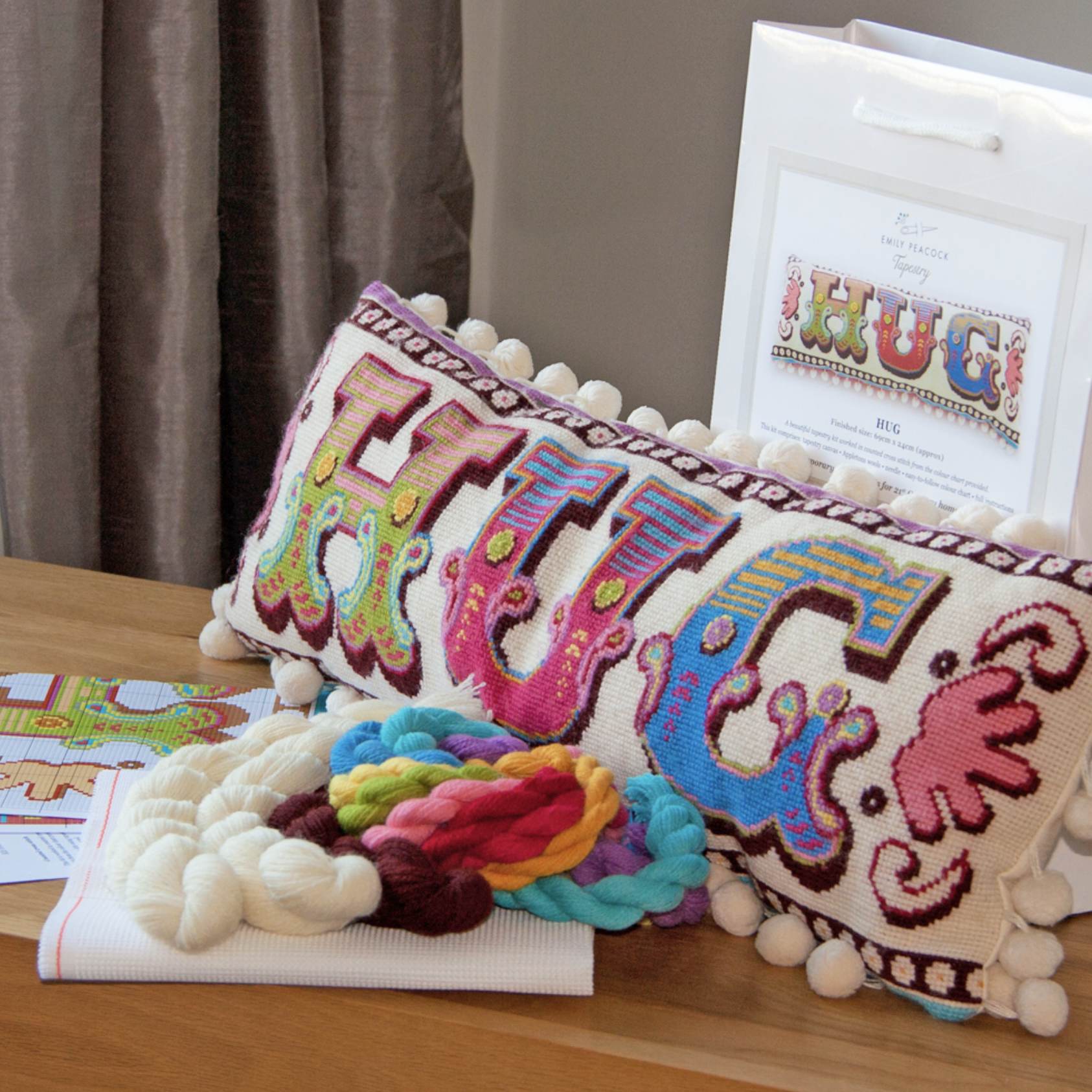 Emily Peacock Tapestry Stitch Kit : HUG