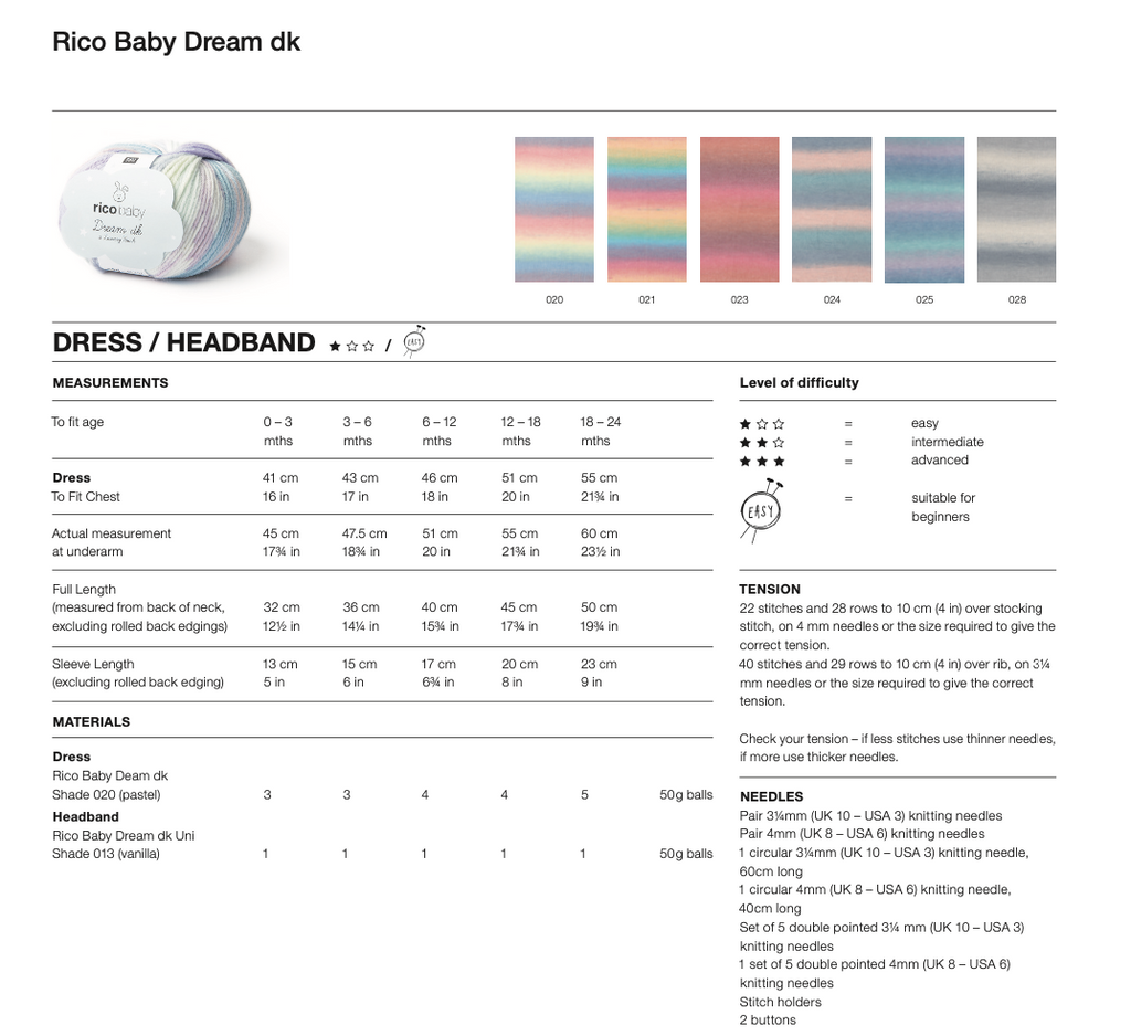 Baby Dream Knitting Pattern 1246 Headband and Dress