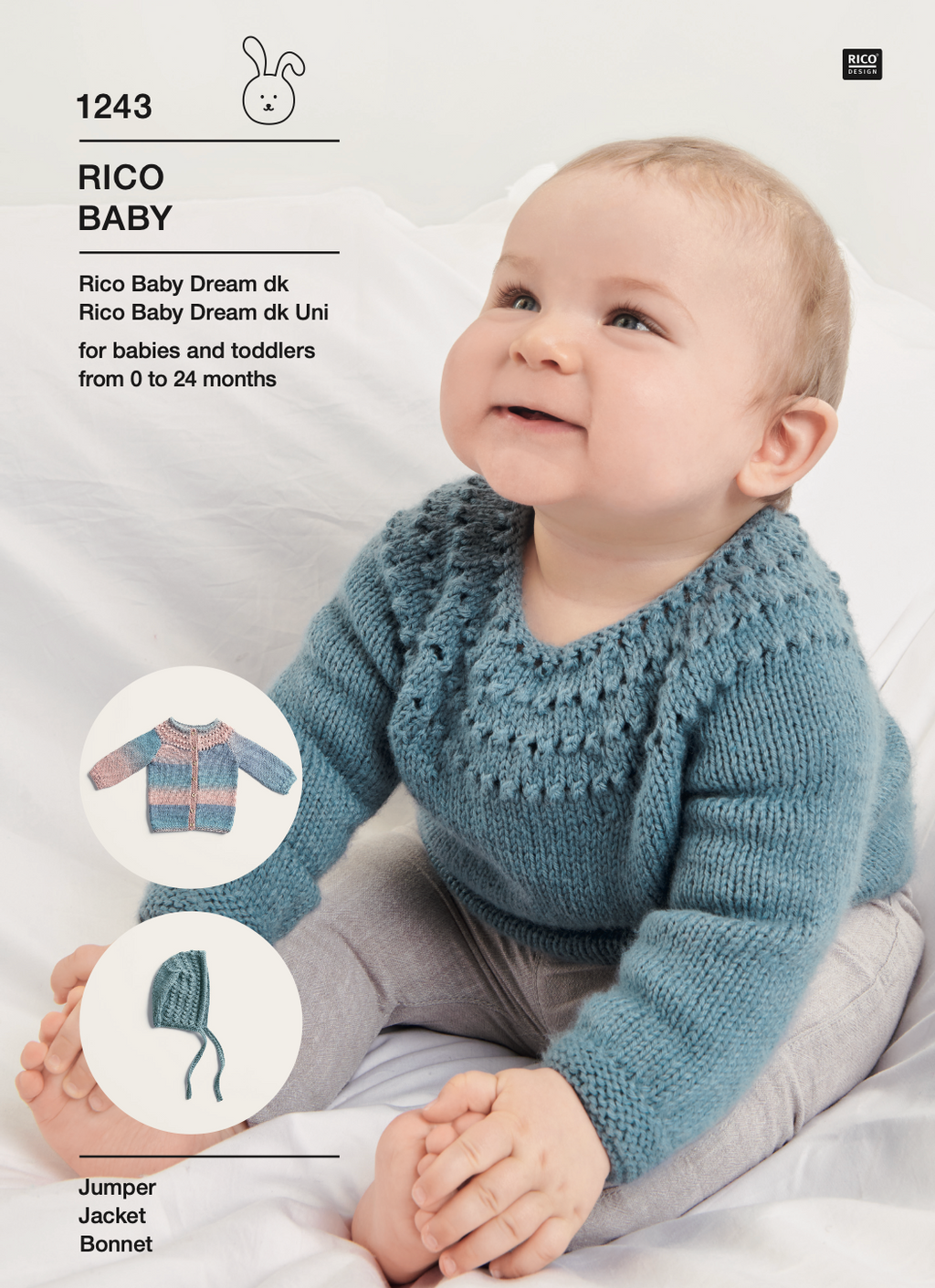 Baby Dream Knitting Pattern 1243 Jumper Jacket & Bonnet