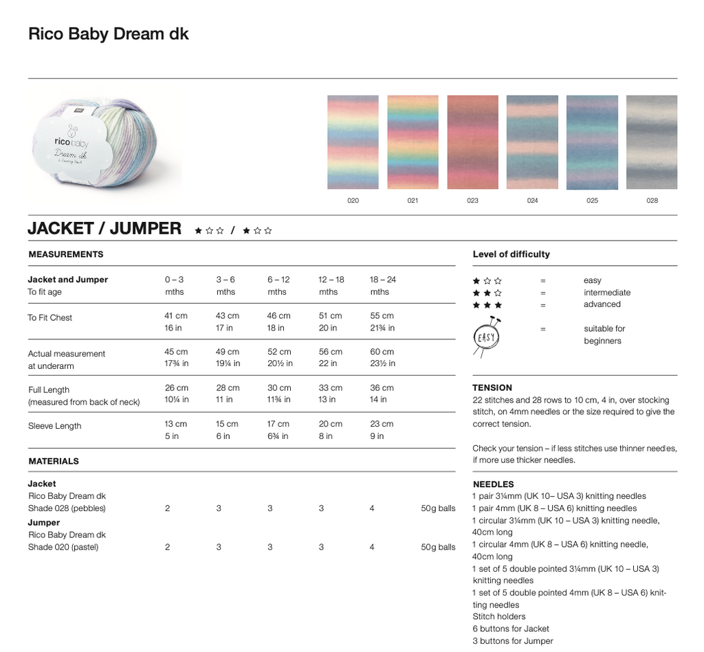Baby Dream Knitting Pattern 1242 Jumper & Jacket
