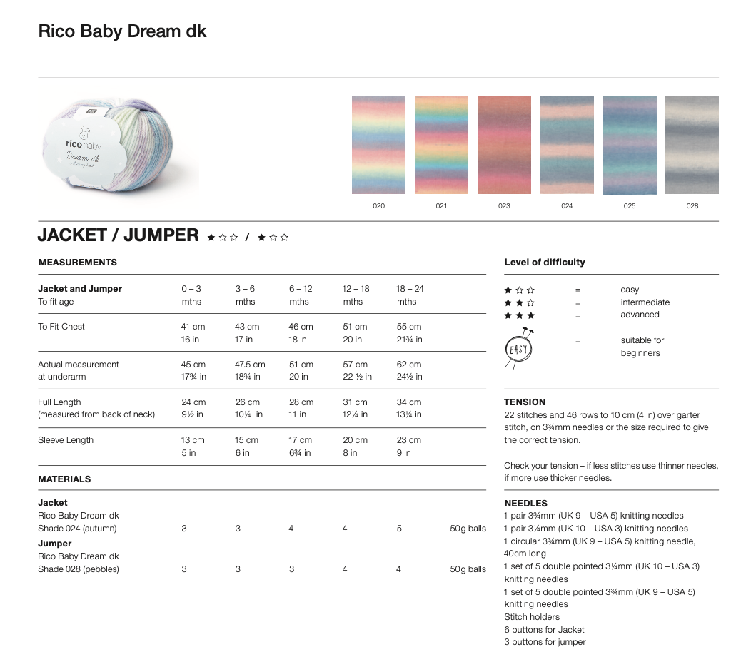 Baby Dream Knitting Pattern 1240 Jumper & Jacket