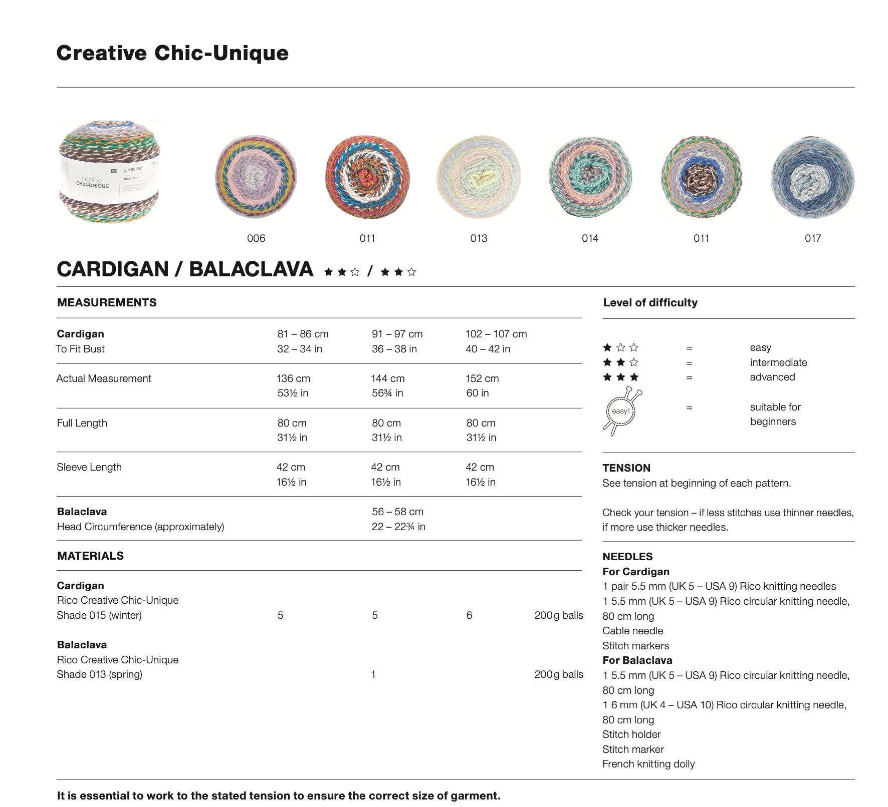 Rico Essentials Creative Chic Unique Pattern 1225 : Cardigan and Balaclava