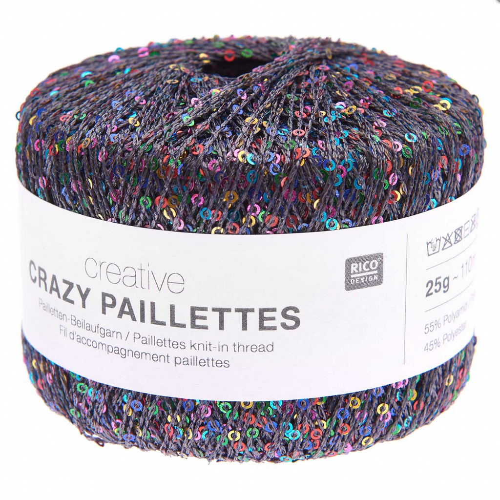 Creative Crazy Paillettes Knit In Thread : Anthracite with multi coloured sequins