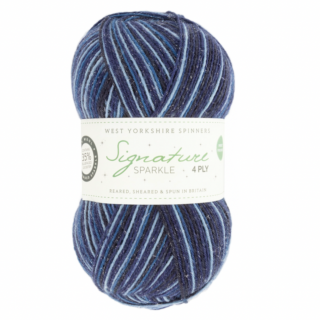 WYS Signature 4 ply sock yarn Signature Sparkle : 906 Silent Night