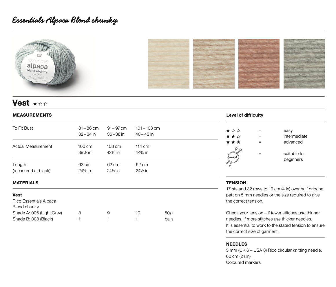 Rico Alpaca Blend Chunky Knitting Pattern 502 tank (D)