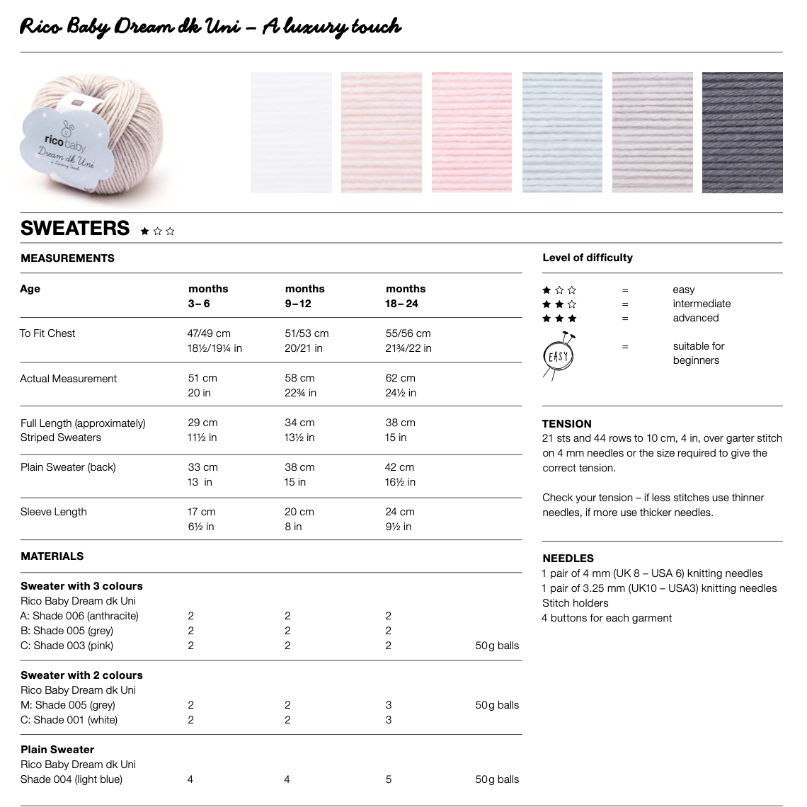 Baby Dream Uni Pattern 789 Sweater