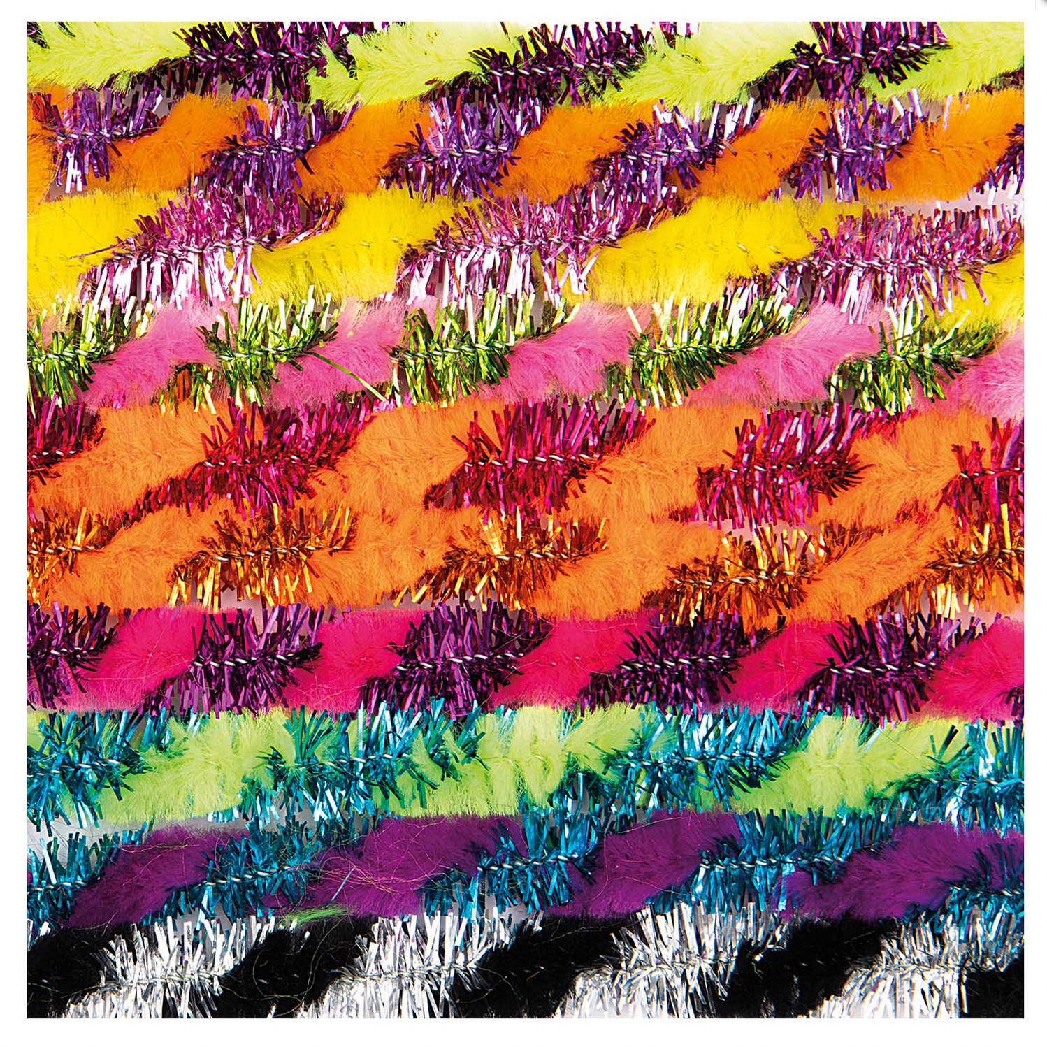 Striped Glitter Chenille Sticks Pipecleaners