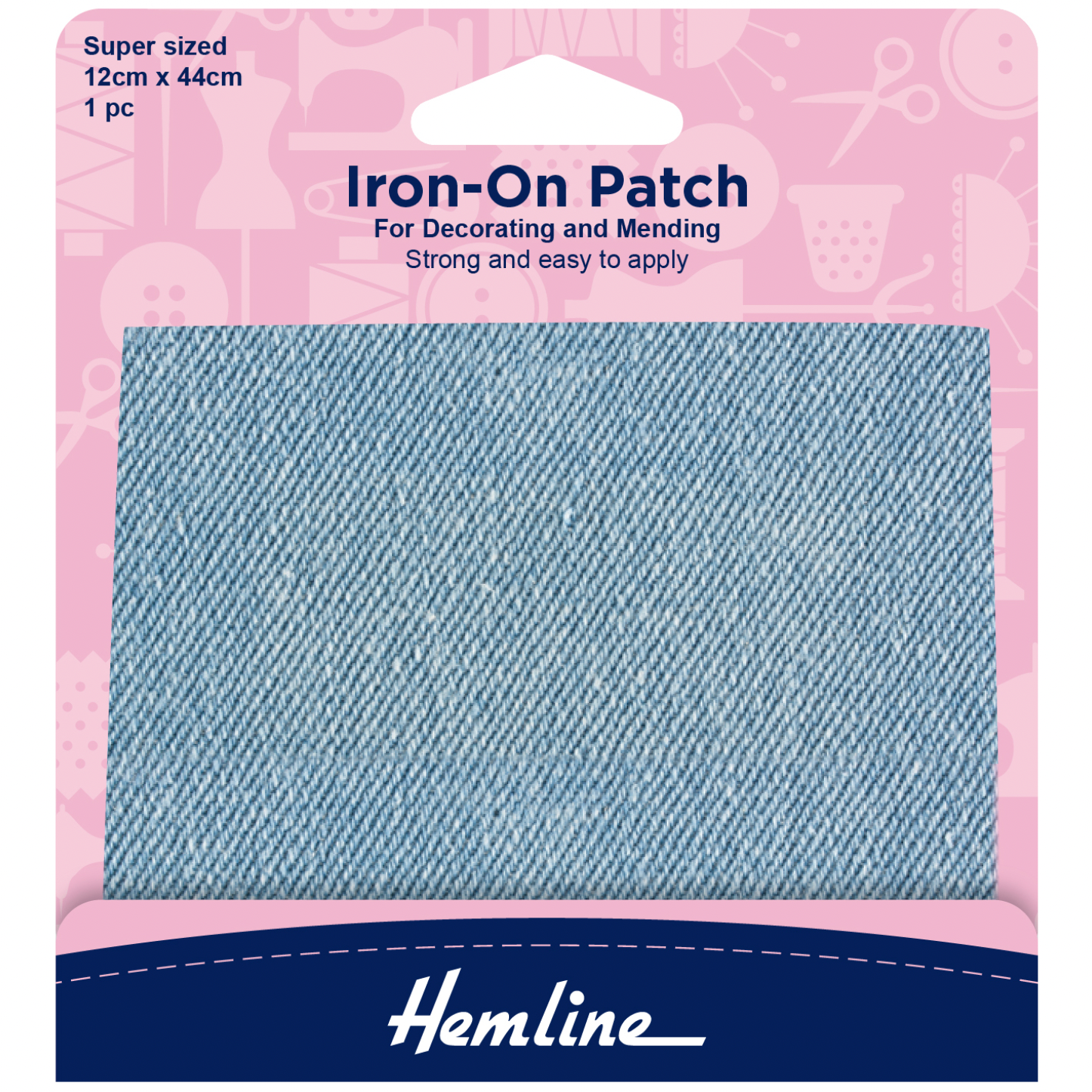Iron on Repair Fabric: Light Denim - 12 x 44cm