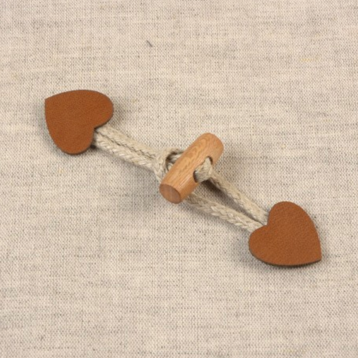 Leather Look Frog Toggle Closure : Brown