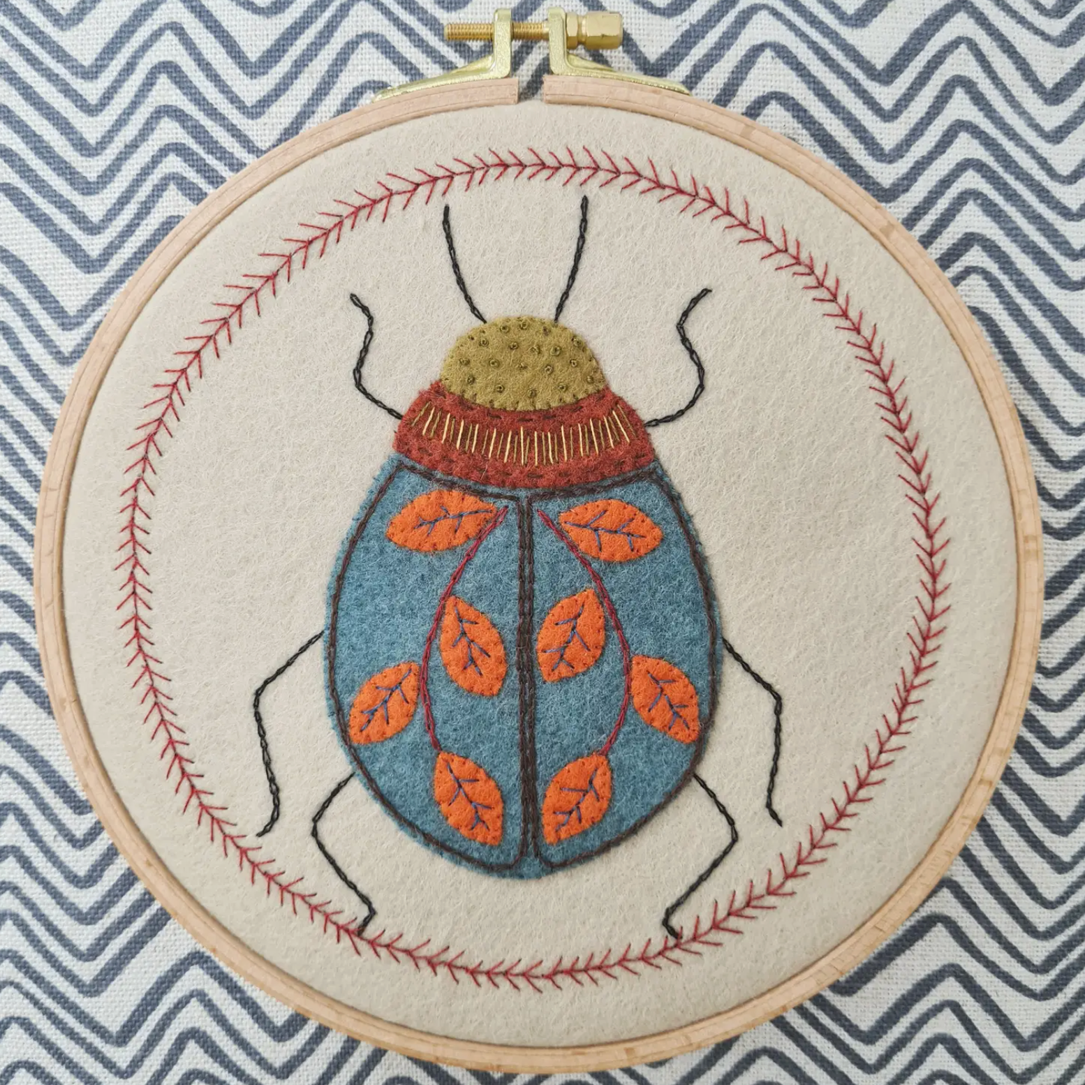 Beetle Felt Appliqué Hoop Stitch Kit