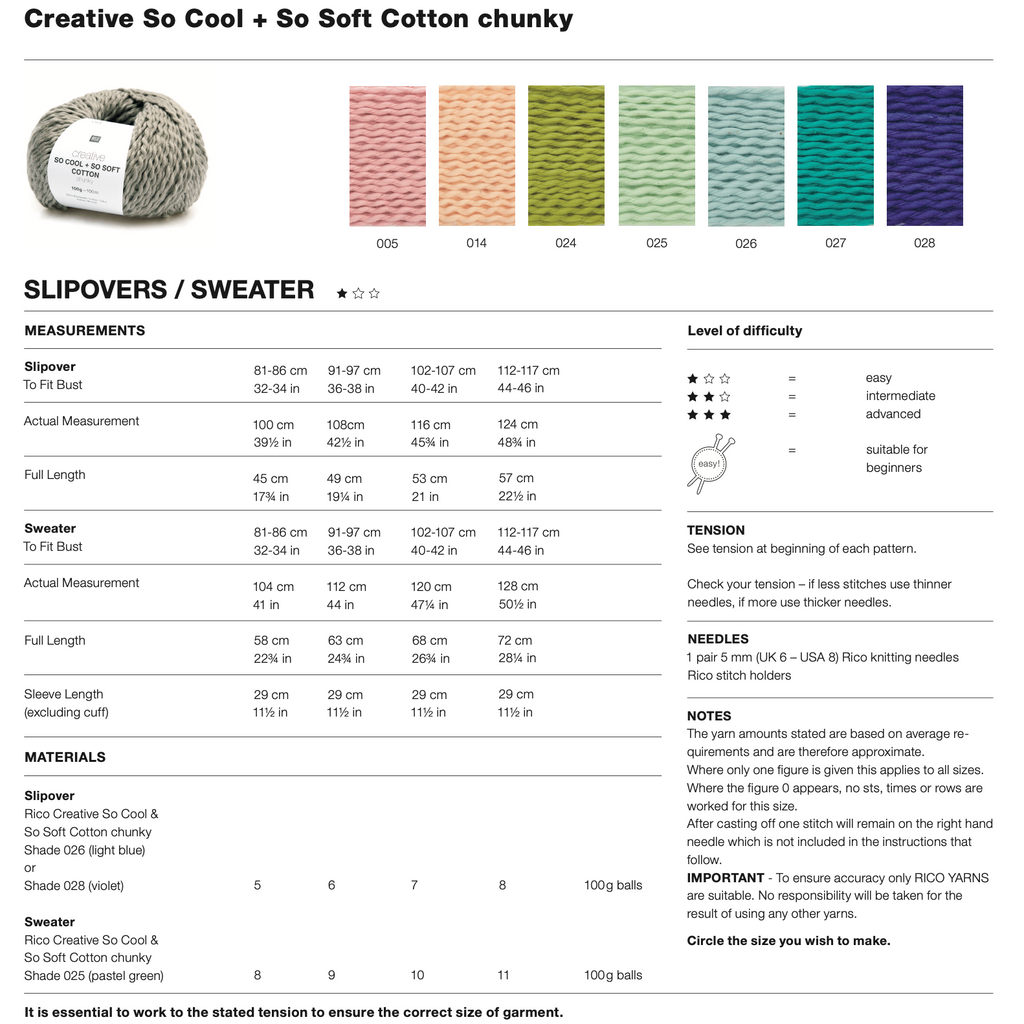 So Cool & So Soft Cotton Single Pattern 1283 : Jumper and Slipover