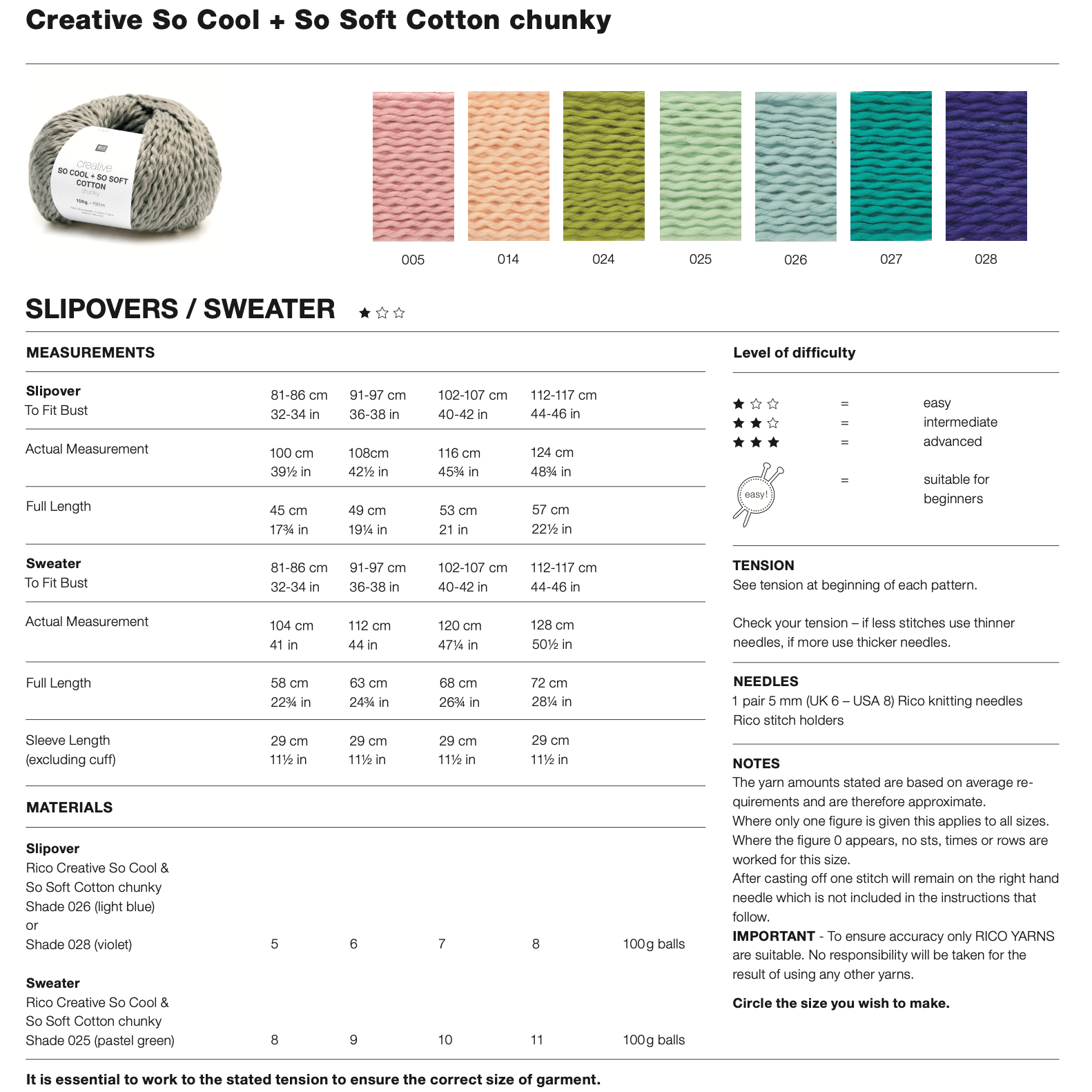 So Cool & So Soft Cotton Single Pattern 1283 : Jumper and Slipover