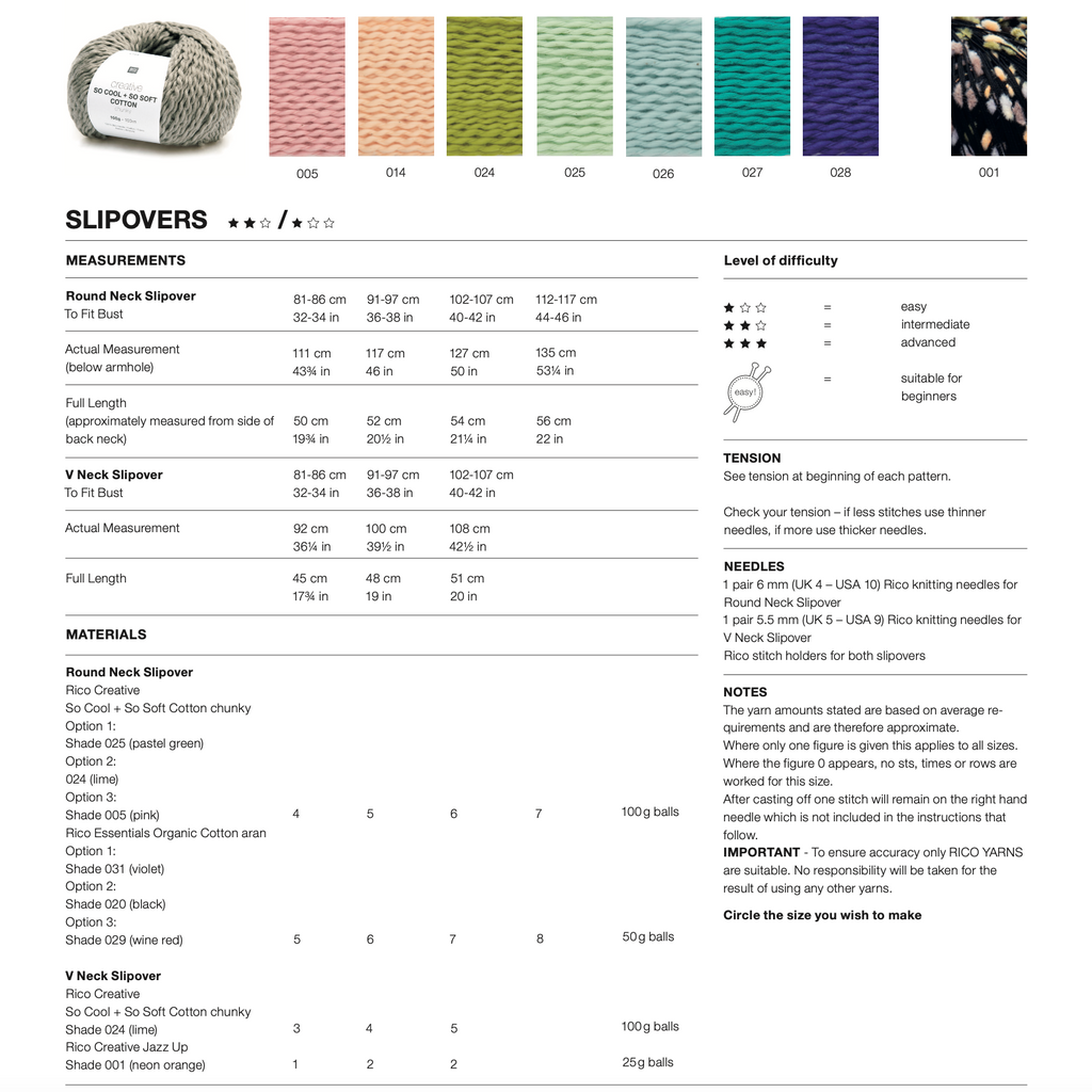 So Cool & So Soft Cotton Single Pattern 1284 : Slipovers / Tanks