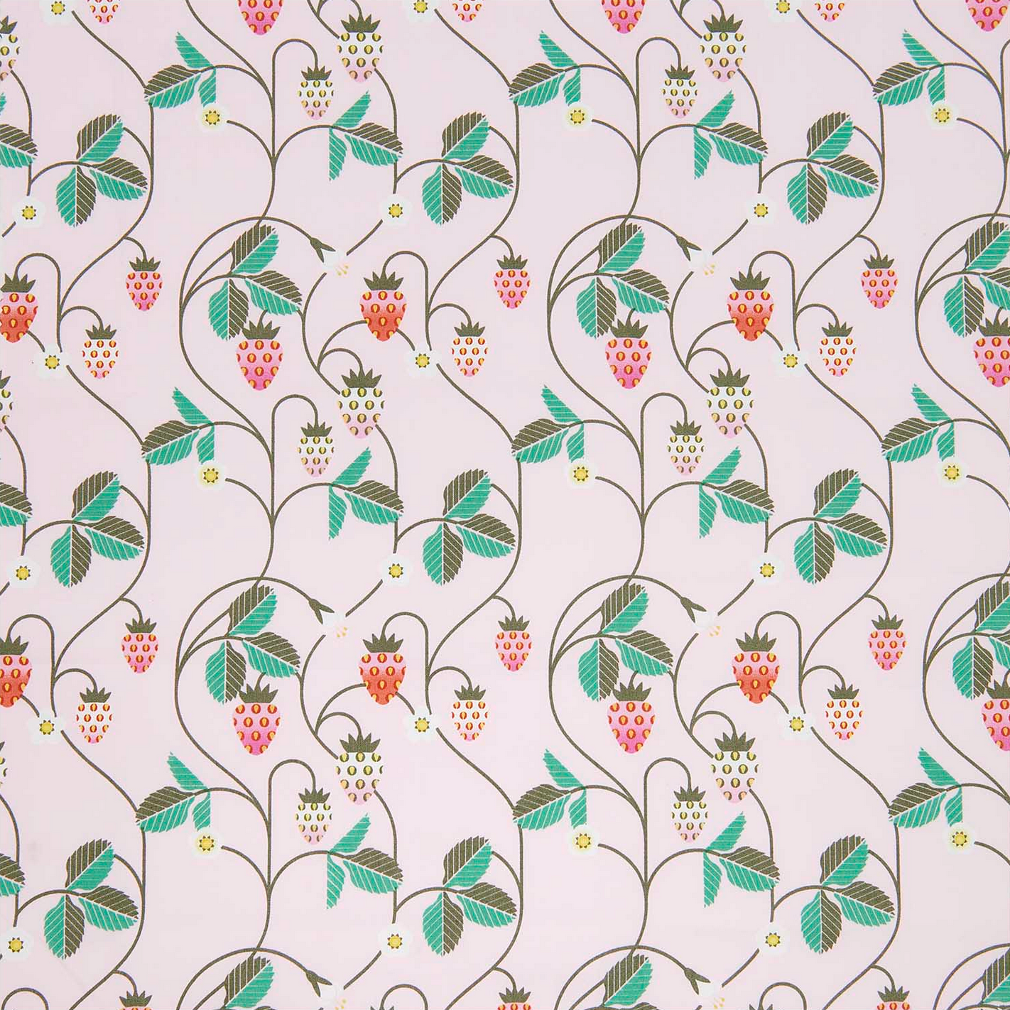 Cotton Poplin Pink Strawberries Half Metre : 50x140cm