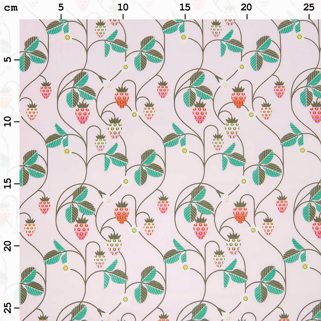 Cotton Poplin Pink Strawberries Half Metre : 50x140cm