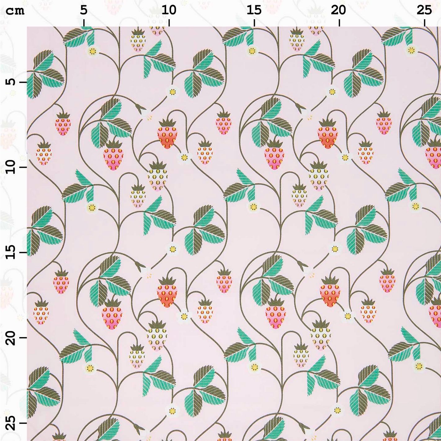 Cotton Poplin Pink Strawberries Half Metre : 50x140cm