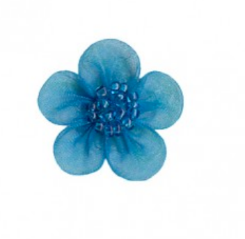 Copy of Beaded muslin small flowers x 1 : 026 Turquoise
