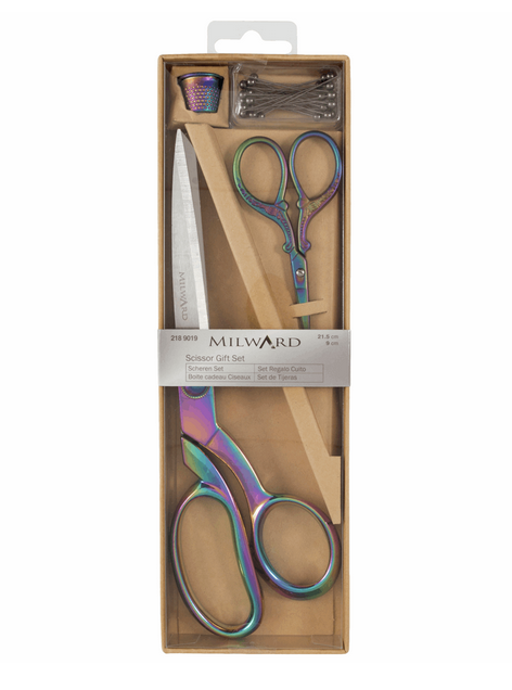 Rainbow 2 x Scissors Gift Set with Pins and Thimble