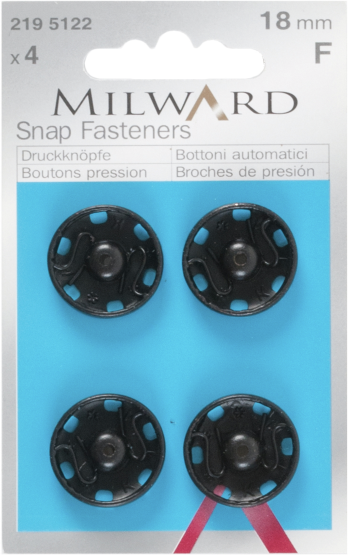 Snap Fasteners: Black: 18mm: 4 Pieces