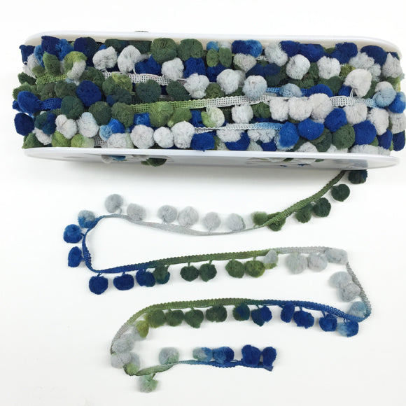 Space Dyed Pompoms Green & Blue 24