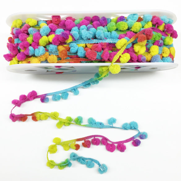 Space Dyed Pompoms Yellow & Pink 73