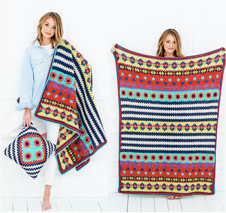 Stylecraft Boho Blanket Cushion Pattern 9528