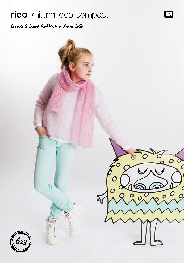 Super Kid Mohair Pattern 623 Kids Sweater & Scarf