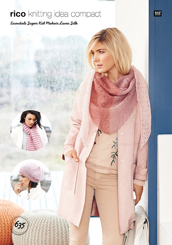 Super Kid Mohair Pattern 635 Hat & Shawl (D)