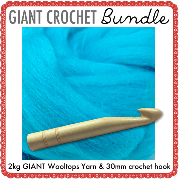 Giant Extreme Crochet Bundle Kit : Turquoise Wooltops & Hook