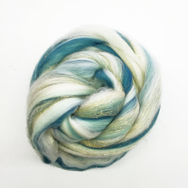 Twinkly Teal Appeal House Blend Wooltops for Felting & Spinning 100g