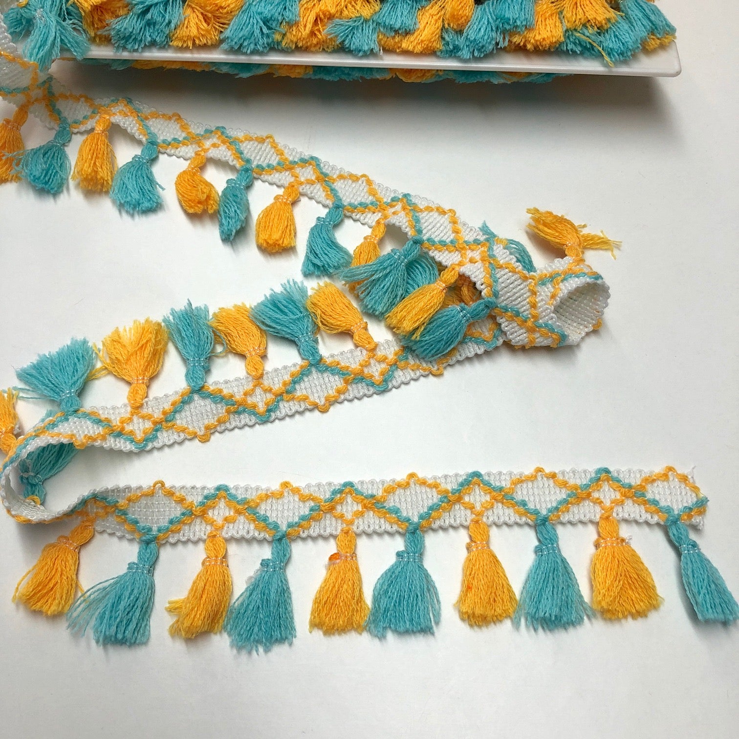 Tassel Trimming Blue and Yellow 47mm