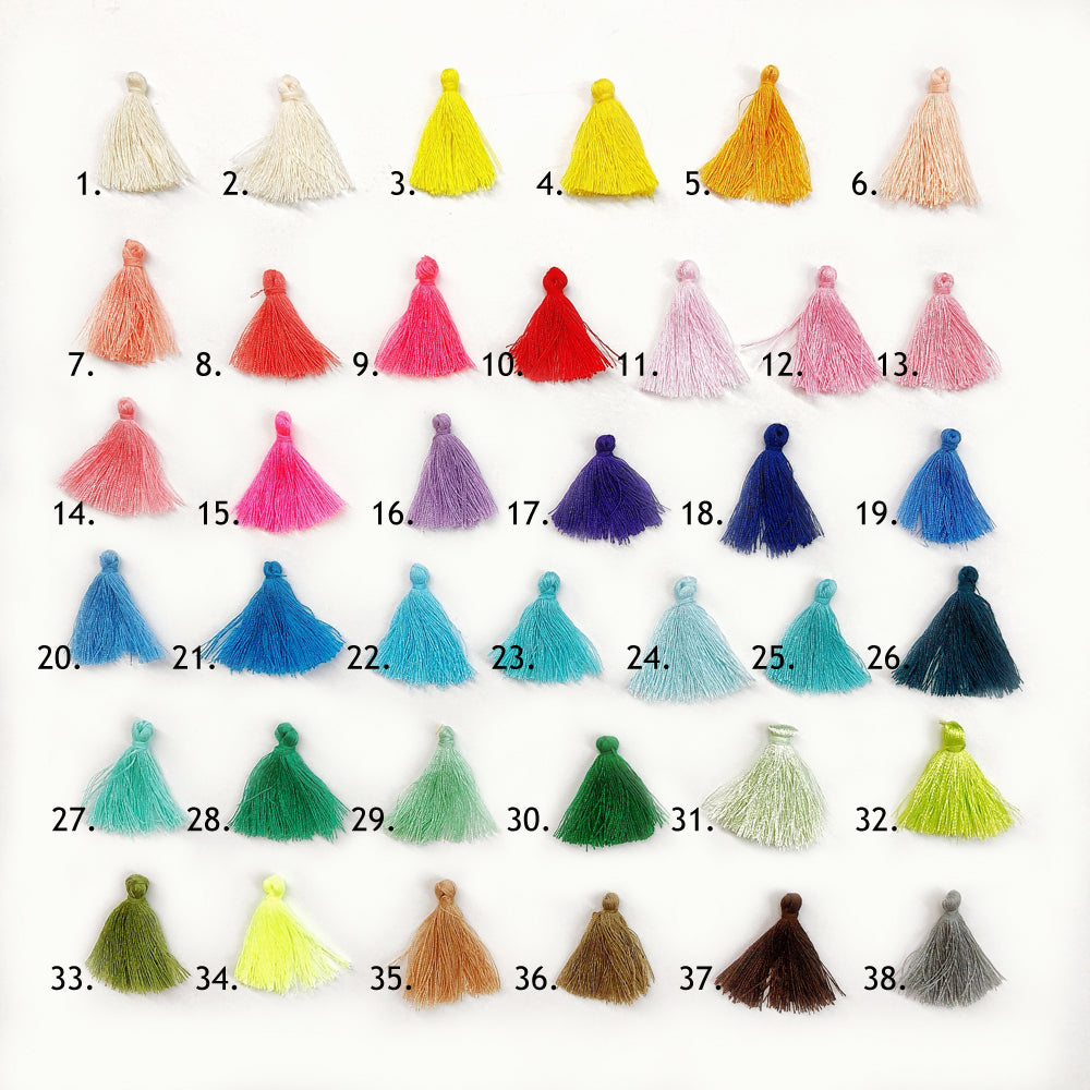 Mini Cotton Tassel Pack : 37 mixed colours