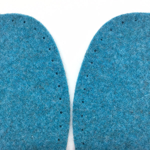 Turquoise Felt Slipper Soles Kids UK 10-11 (Eur 30-31)