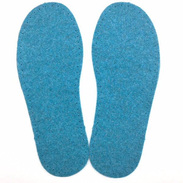 Turquoise Felt Slipper Soles Kids UK 10-11 (Eur 30-31)