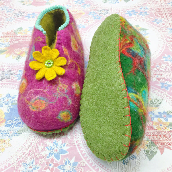 Turquoise Felt Slipper Soles Adult UK 1-2 (Eur 34-35)