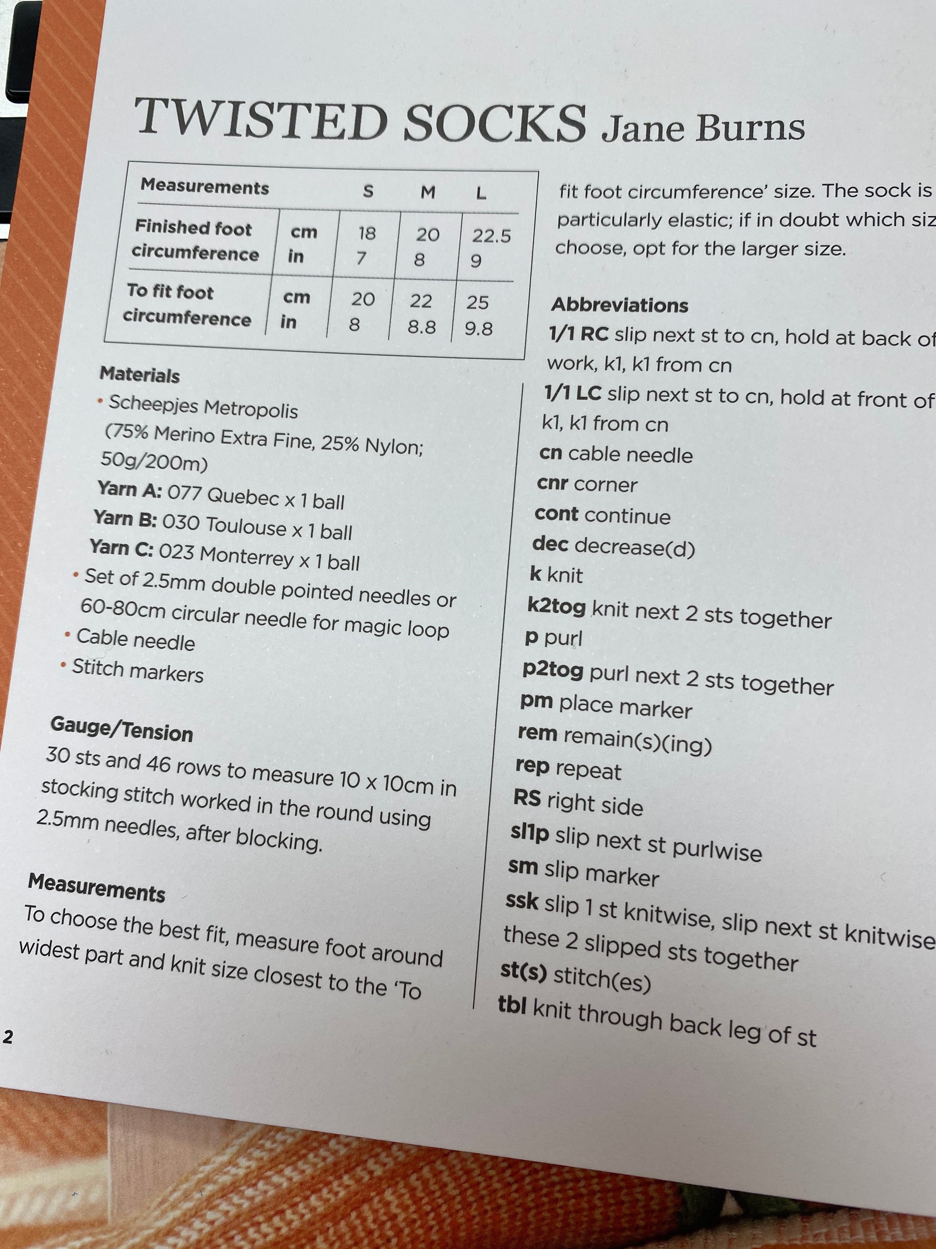 Sheepjes Metropolis Twisted Socks Knitting Pattern